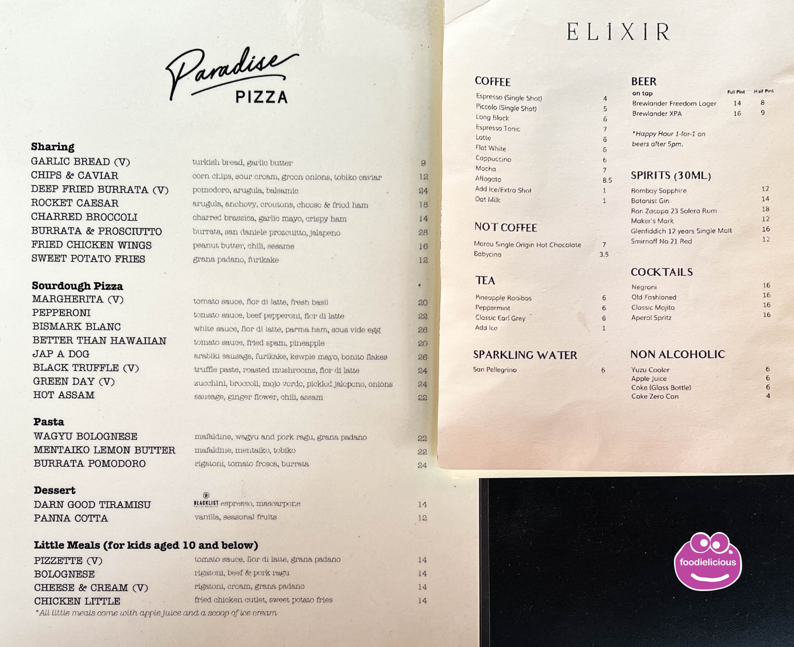 Paradise Pizza & Elixir Coffee and Wine Menu – oo-foodielicious